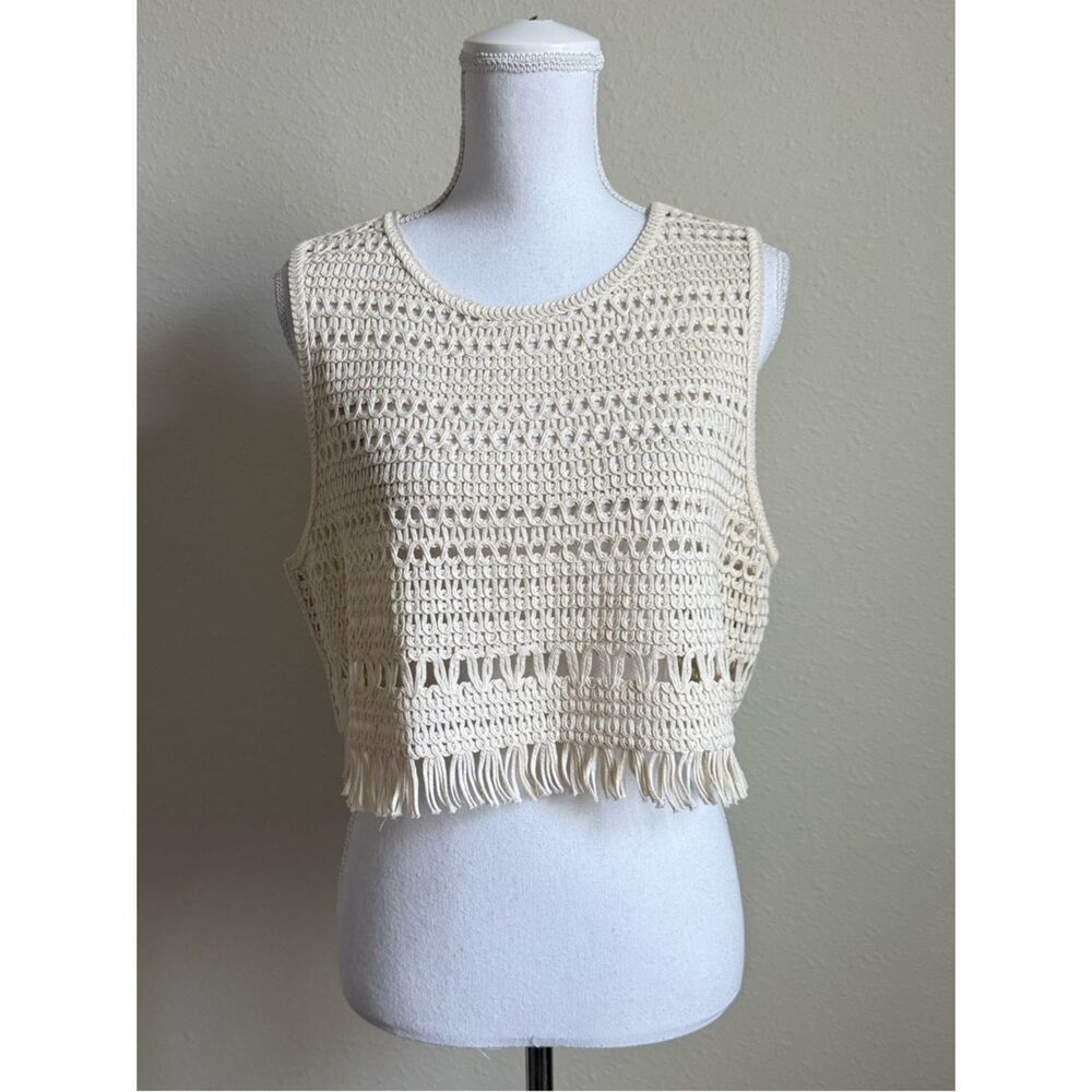 H&M Crochet Crop Tank Top - Cream